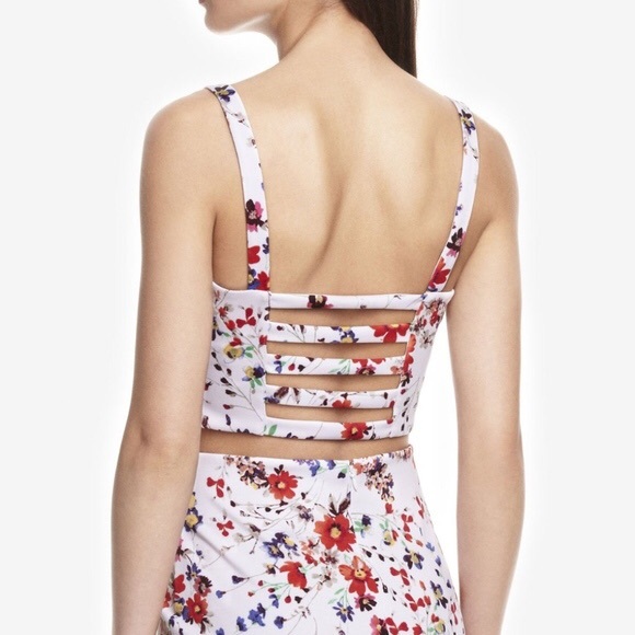 Express Tops - Express Floral Crop w/ Ladder Back Detail